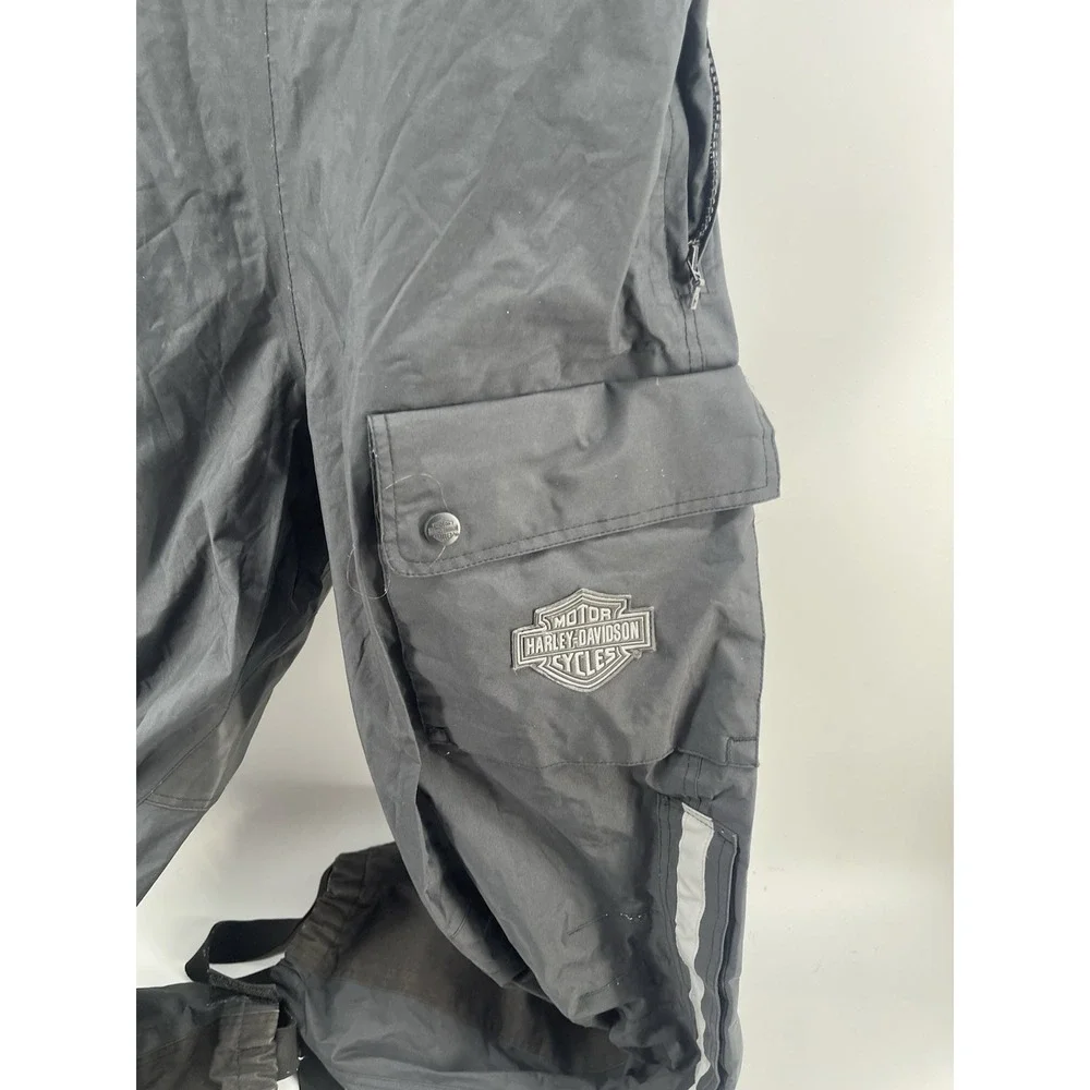 Y2K Vintage Harley-Davidson Bib Overalls Black Motorcycle Cargo Pants XS